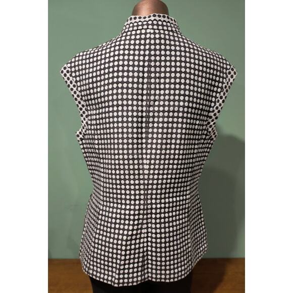 Worth Zip Front Checkered Vest with Front Pockets. Taupe & Cream, Sz 10 - Picture 5 of 6